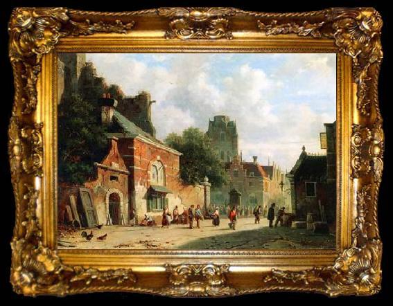 framed  unknow artist European city landscape, street landsacpe, construction, frontstore, building and architecture. 002, ta009-2
